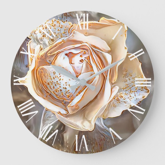 Reloj Redondo Grande Gold Silk Unique Rose Art Dream (Anverso)