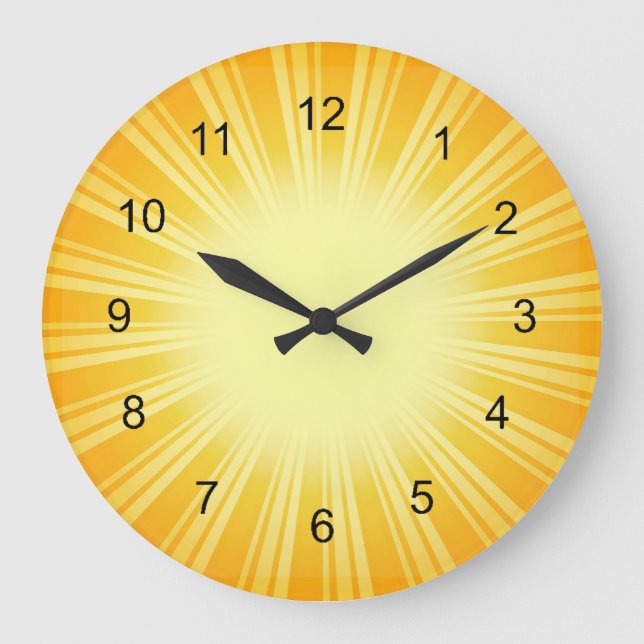 Reloj Redondo Grande Gold Sunburst Design Wall Clock (Anverso)