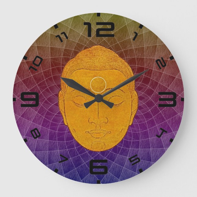 Reloj Redondo Grande Golden Buddha Zen Mandala Wall Clock (Anverso)