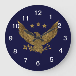 Reloj Redondo Grande golden eagle on navy clock
