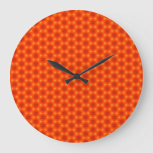 Reloj Redondo Grande Golden Orange Honeycomb Hexagon Pattern