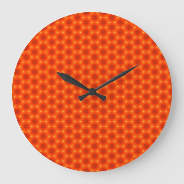 Reloj Redondo Grande Golden Orange Honeycomb Hexagon Pattern (Anverso)