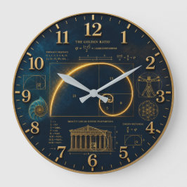 Reloj Redondo Grande Golden Ratio Fibonacci Spiral Mathematics