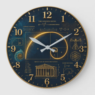 Reloj Redondo Grande Golden Ratio Fibonacci Spiral Mathematics