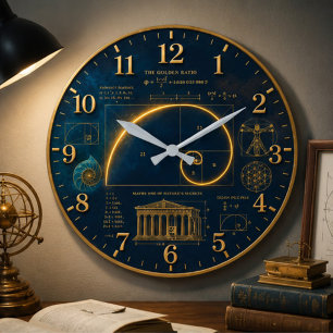 Reloj Redondo Grande Golden Ratio Fibonacci Spiral Mathematics