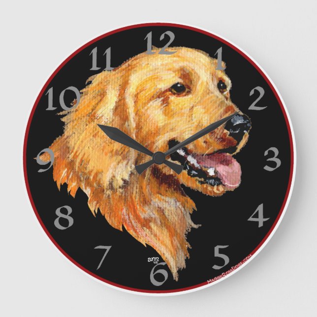 Reloj Redondo Grande Golden Retriever (Anverso)