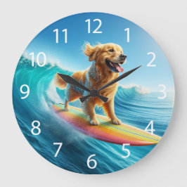 Reloj Redondo Grande Golden Retriever de Guay Surfing
