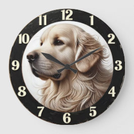 Reloj Redondo Grande Golden Retriever Expressive Eyes