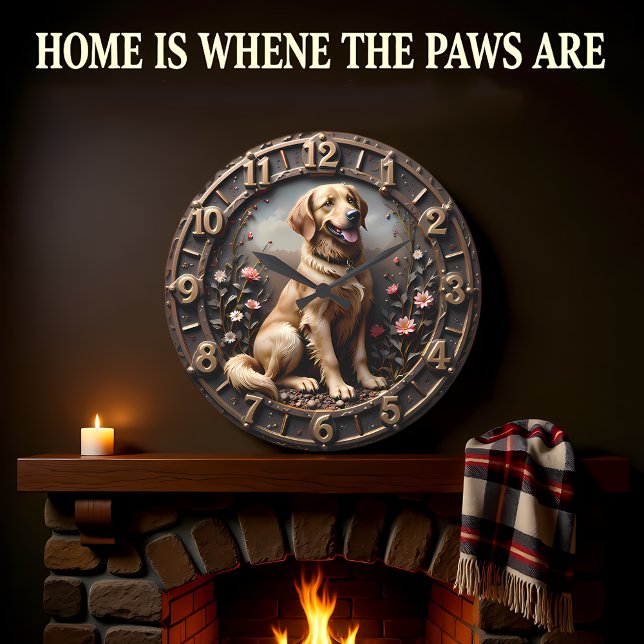 Reloj Redondo Grande Golden Retriever Meadow Bronze Style (Subido por el creador)