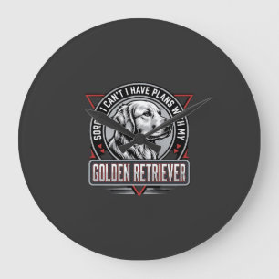 Reloj Redondo Grande Golden Retriever Planea Diseño de Insignia de Perr