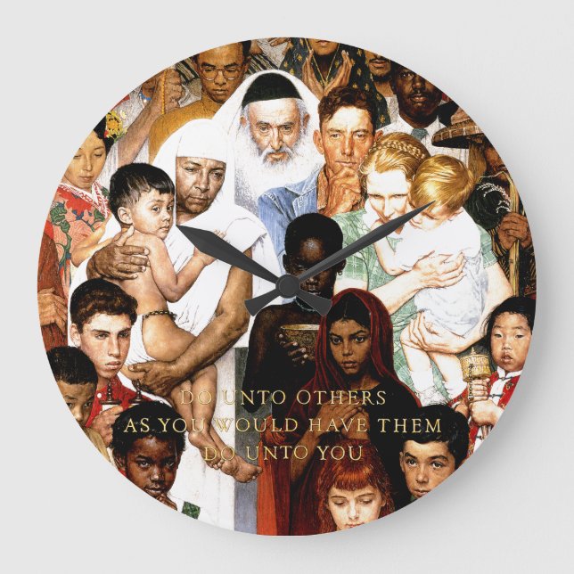 Reloj Redondo Grande Golden Rule (Do unto others) by Norman Rockwell (Anverso)