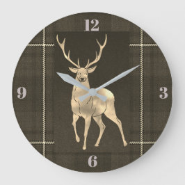 Reloj Redondo Grande Golden Stag Plaid