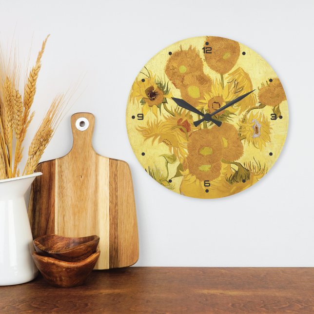 Reloj Redondo Grande Golden Sunflowers Vincent van Gogh (Subido por el creador)