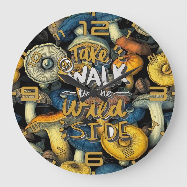 Reloj Redondo Grande Golden Wild Side Mushroom Clock (Anverso)