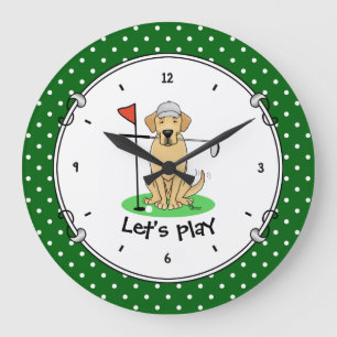 Reloj Redondo Grande Golf Amarillo Labrador Recuperador (yel 3) Perro -