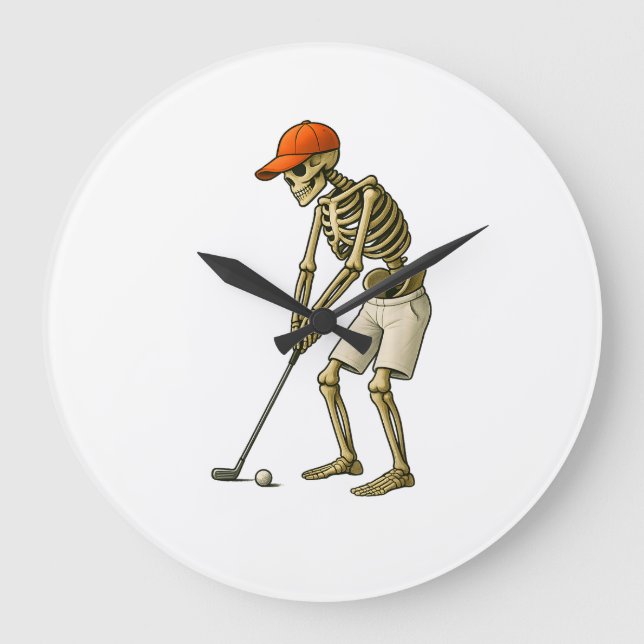 Reloj Redondo Grande Golf Ball Costume - Pumpkin Skull Golf PWall Clock (Anverso)