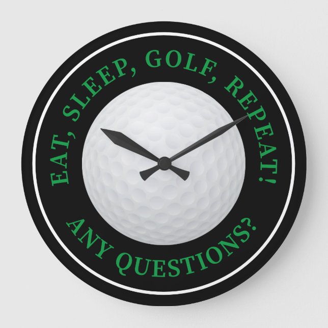 Reloj Redondo Grande Golf Ball Sports Golfing Quote Green moderno (Anverso)