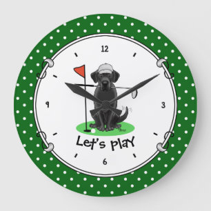 Reloj Redondo Grande Golf Black Labrador Recuperever Dog - Cute