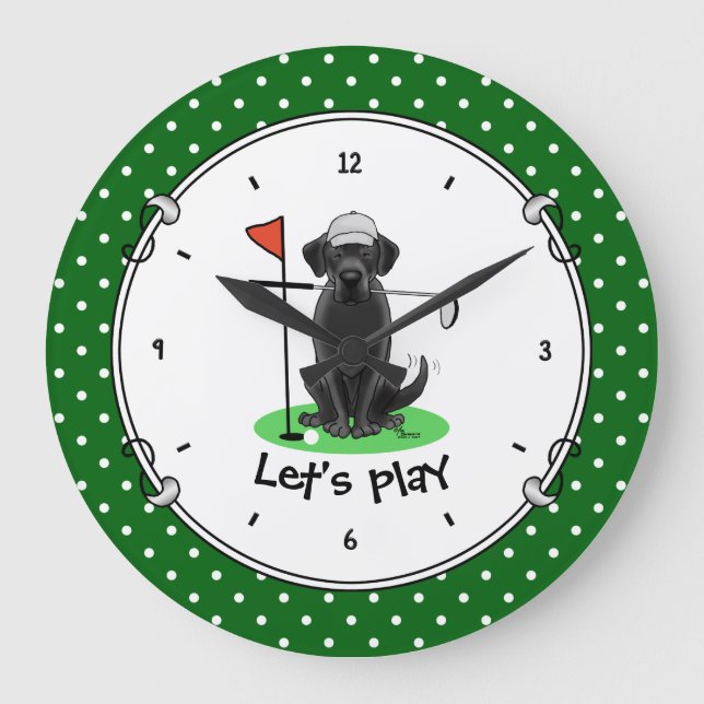 Reloj Redondo Grande Golf Black Labrador Recuperever Dog - Cute (Anverso)