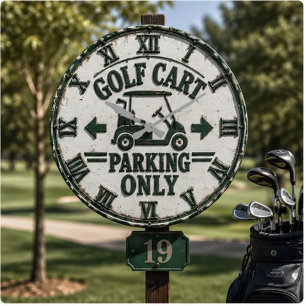 Reloj Redondo Grande Golf Cart Parking Only Funny Golf Gift