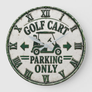 Reloj Redondo Grande Golf Cart Parking Only Funny Golf Gift