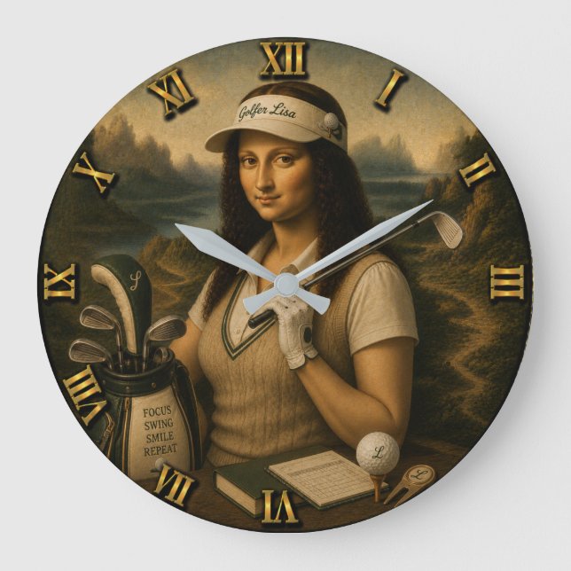 Reloj Redondo Grande Golf Funny Mona Lisa (Anverso)