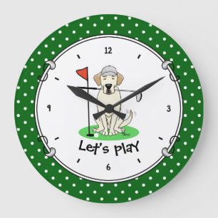 Reloj Redondo Grande Golf Golfing Yellow Lab Labrador Retriever Dog