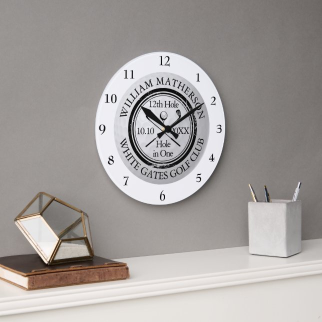 Reloj Redondo Grande Golf Hole in One Personalizado (Oficina)