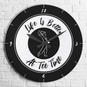 Reloj Redondo Grande Golfer Hora de Salida Humor Divertido Golf Deporte