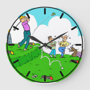 Reloj Redondo Grande Golfer Tees-Off, Pero No Con Éxito.