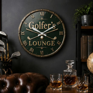 Reloj Redondo Grande Golfer's Lounge Vintage Golf Club Golfer Gift