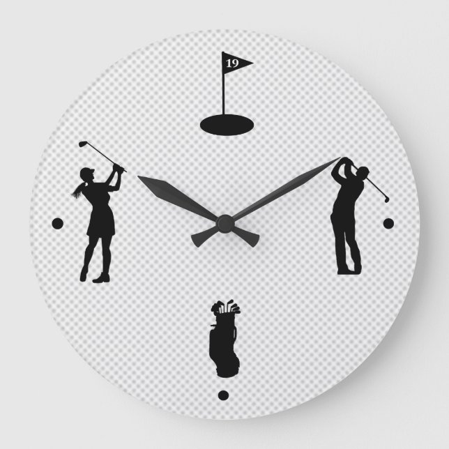 Reloj Redondo Grande Golfers Silhouettes Wall Clock (Anverso)