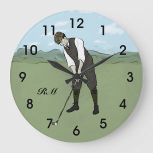 Reloj Redondo Grande Golfista personalizado del estilo del vintage