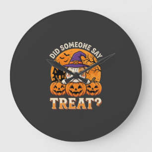 Reloj Redondo Grande Golosinas para perros de Halloween con diseño de c