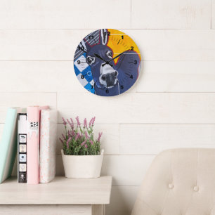 Reloj Redondo Grande Golpe de Burro Pintura de Alfred Fox