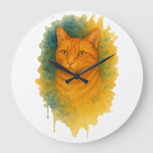 Reloj Redondo Grande Golpe dorado: Camiseta para gato acuático