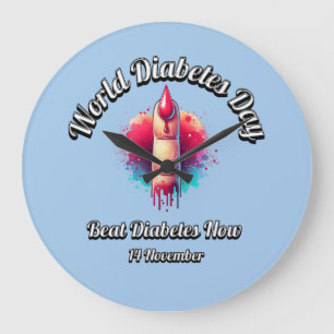 Reloj Redondo Grande Golpear A La Diabetes Ahora. Día mundial de la dia