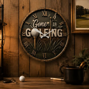 Reloj Redondo Grande Gone Golfing Funny Golf Lover Gift