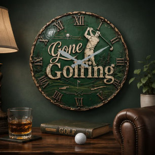 Reloj Redondo Grande Gone Golfing Vintage Golf Golfer Gift