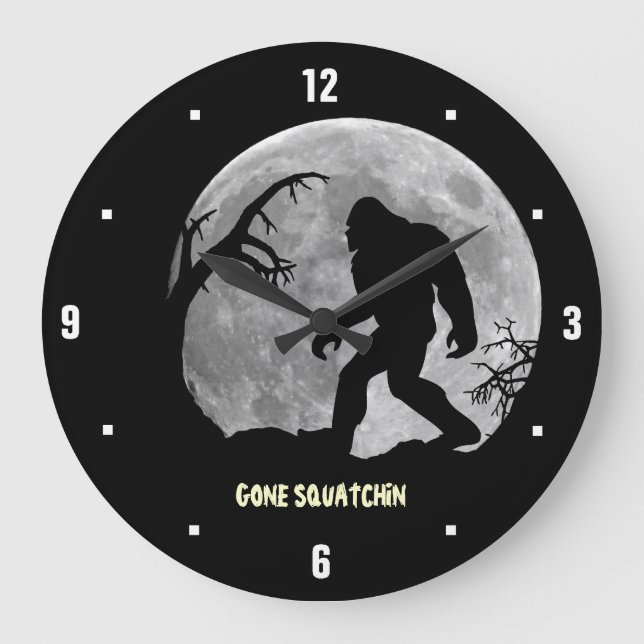 Reloj Redondo Grande Gone Squatchin con la luna y la silueta (Anverso)
