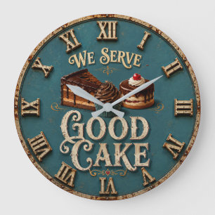 Reloj Redondo Grande Good Cake Vintage Bakery Kitchen Decor
