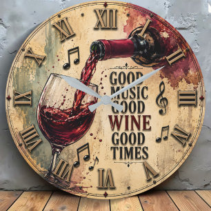 Reloj Redondo Grande Good Music Good Wine Good Times