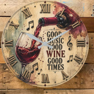 Reloj Redondo Grande Good Music Good Wine Good Times