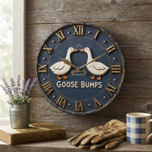 Reloj Redondo Grande Goose Bumps Funny Goose Pun Farmhouse