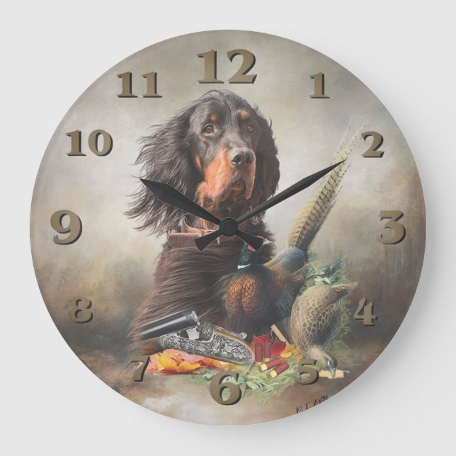 Reloj Redondo Grande Gordon setter con faisanes, Arte (Anverso)