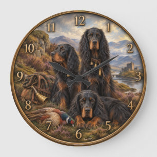 Reloj Redondo Grande Gordon setter con faisanes, Arte