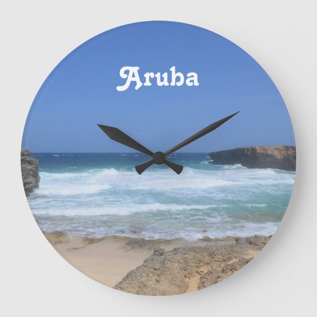 Reloj Redondo Grande Gorgeous Waves Crashing in Aruba (Anverso)