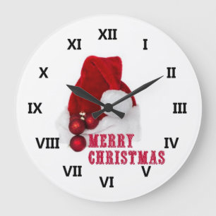 Reloj Redondo Grande Gorra de las Felices Navidad