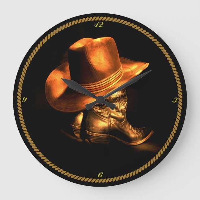 RELOJ REDONDO GRANDE GORRA Y BOOTES DE COWBOY (Anverso)