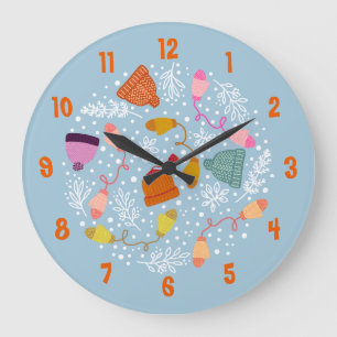 Reloj Redondo Grande Gorras de punto y Mittens Winter Set